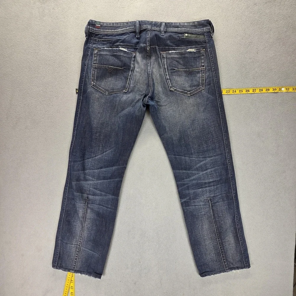 Diesel Jeans Mens 32x32 Blue Dughan Button Fly Made In Italy Altered Hem 008IW
